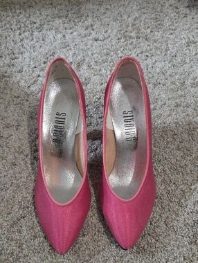 Studio Pink Pointed Satin Heels